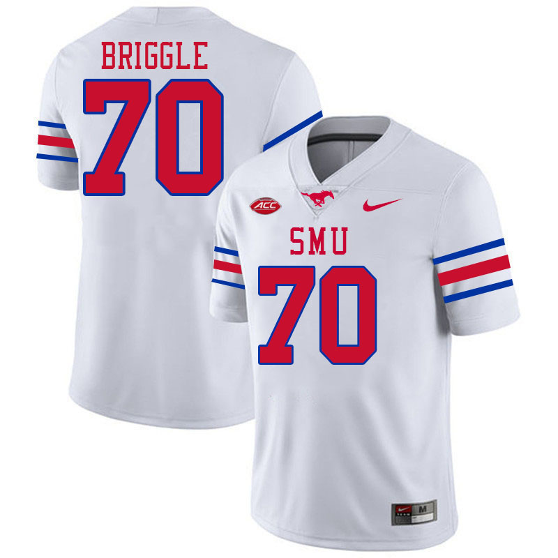 SMU Mustangs #70 Paxton Briggle College Football Jerseys Stitched Sale-White